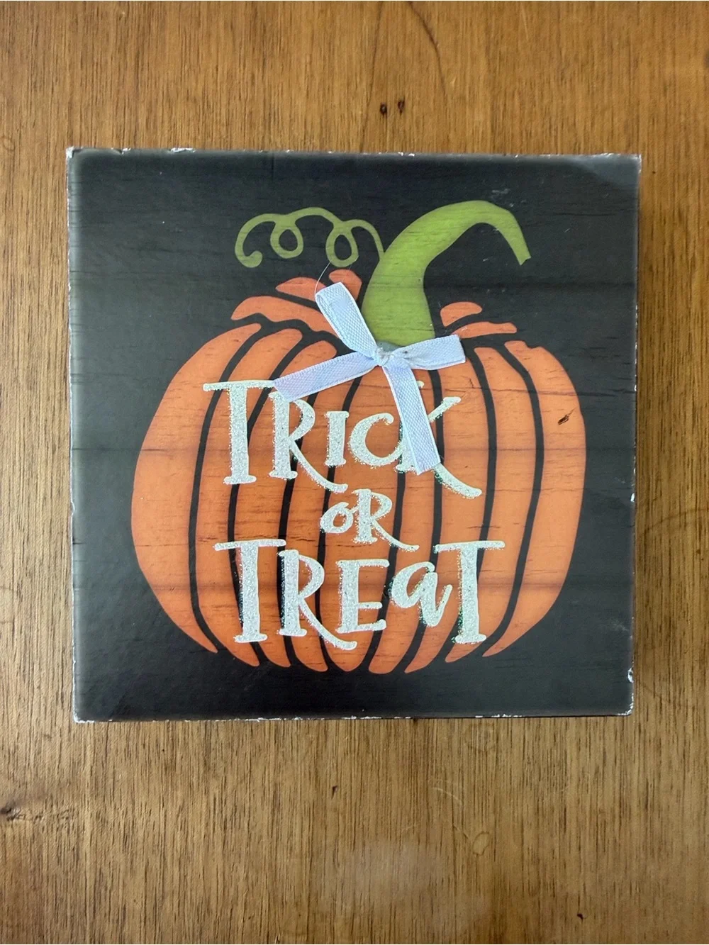 Hobby Lobby Orange & Green Pumpkin 'Trick or Treat' Wall Sign